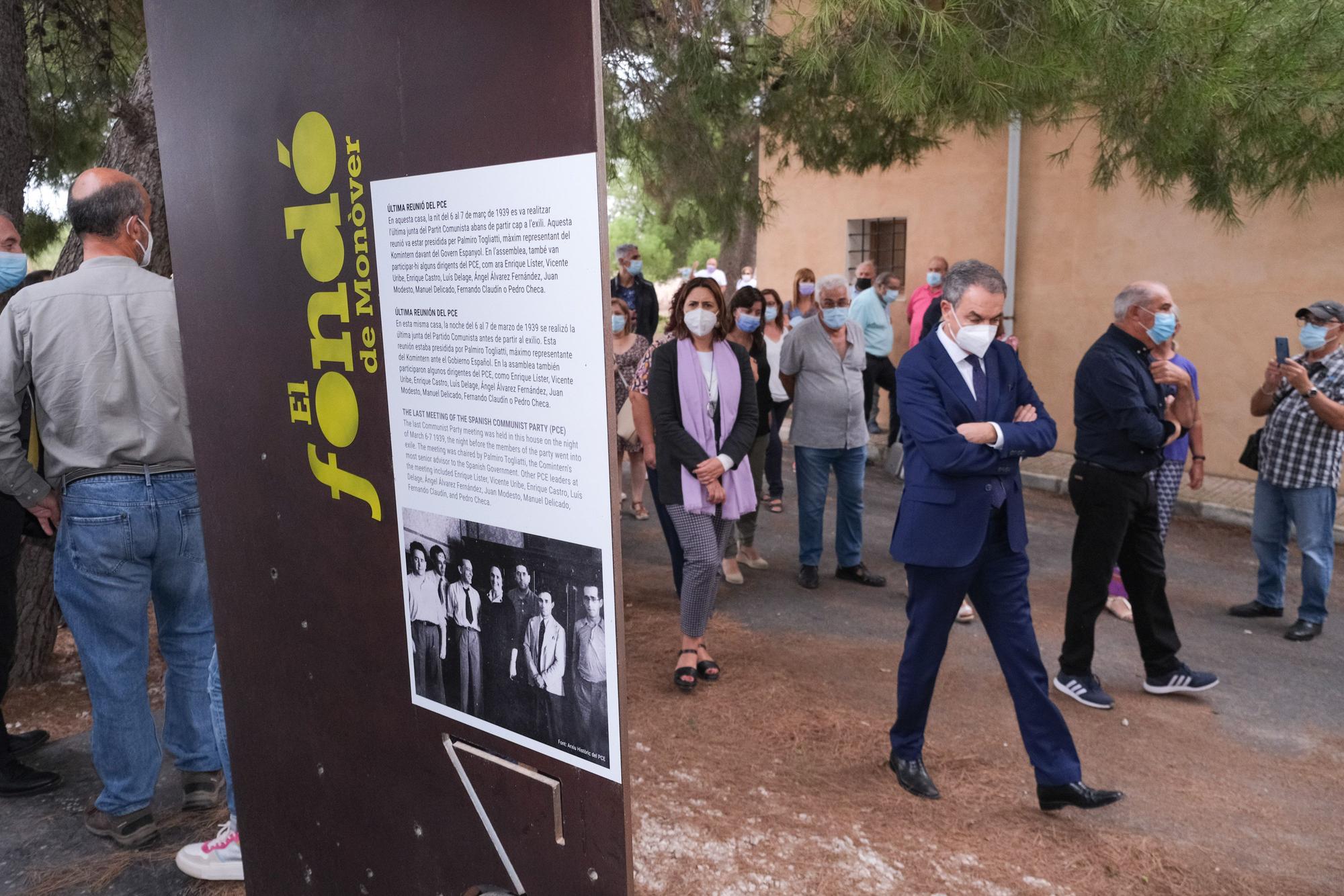 Visita del expresidente Jose Luis Rodríguez Zapatero al Fondó de Monóvar, última sede del gobierno Republicano