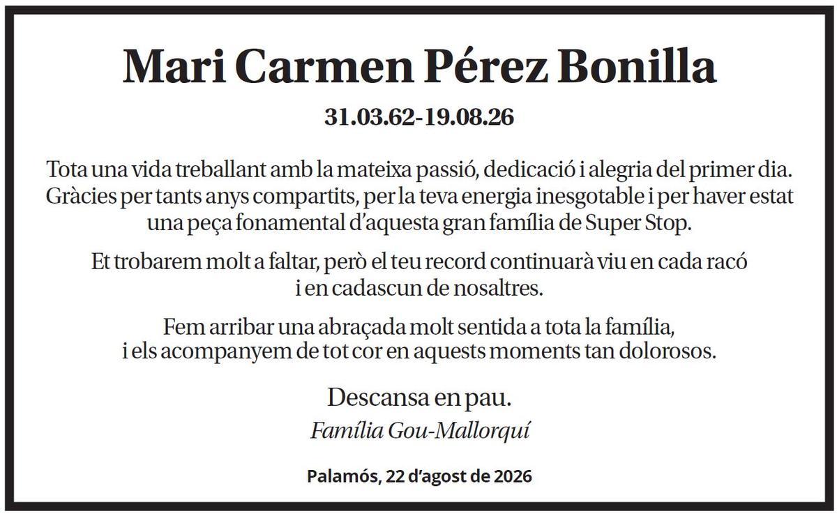 Mari Carmen Pérez Bonilla.