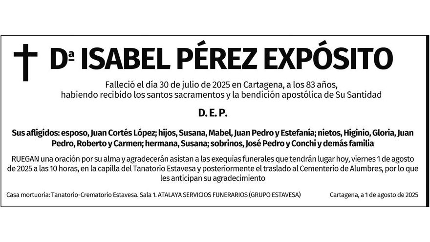 Dª Isabel Pérez Expósito