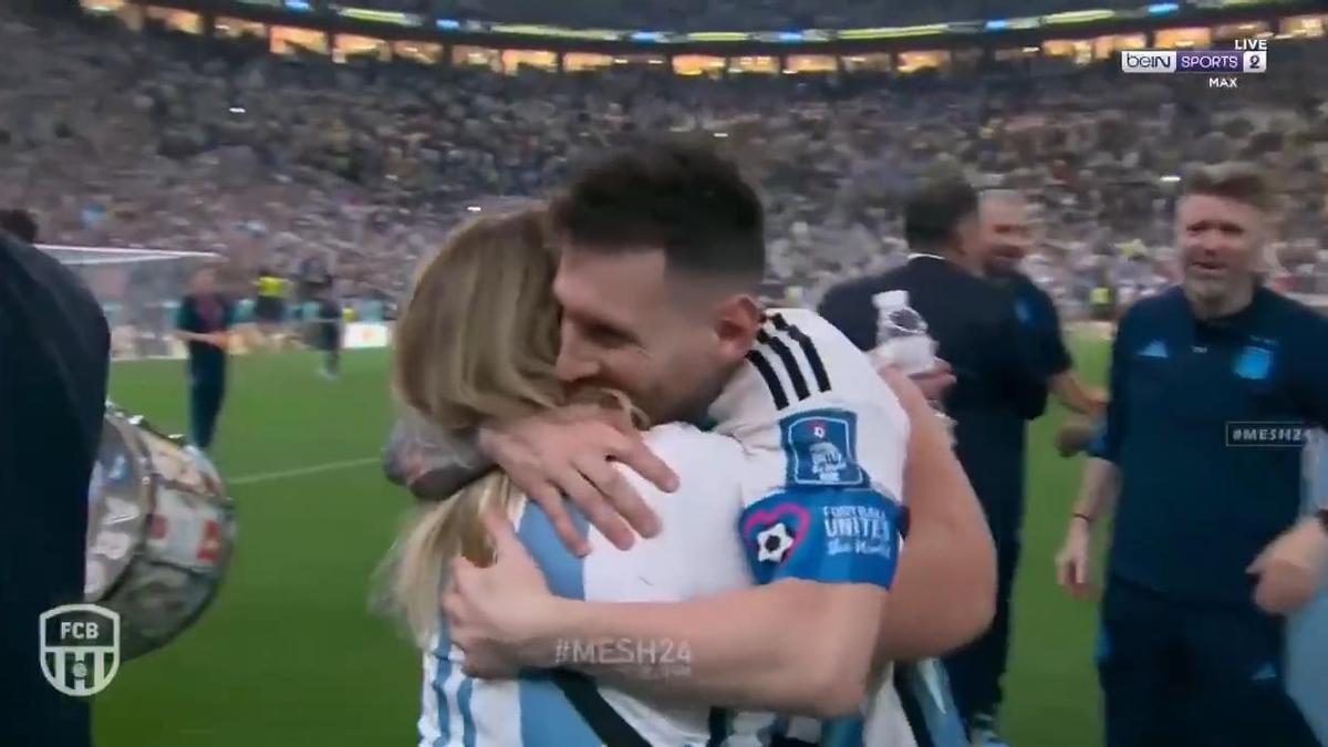 De las imágenes más tiernas que verás hoy: la madre de Messi corre a abrazarlo tras el partido