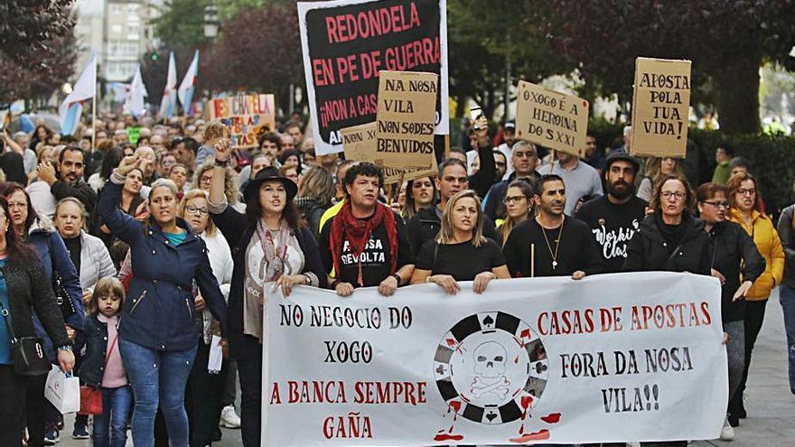 Manifestación hace un año contra la casa de apuestas de Redondela.