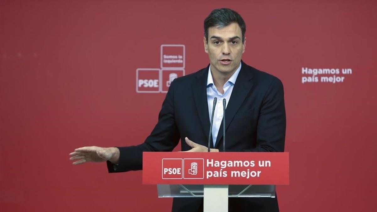 Pedro Sánchez, el pasado miércoles en la sede del PSOE.