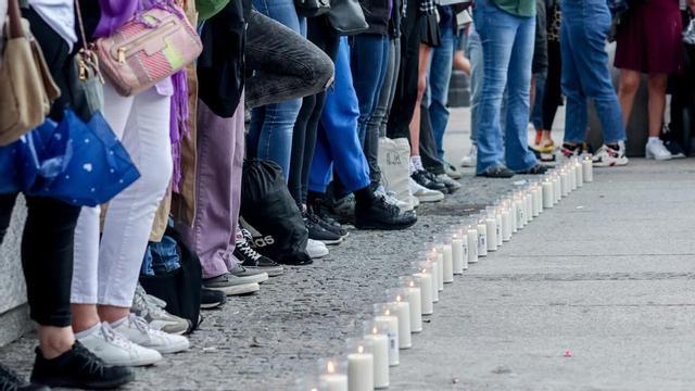Varias mujeres en una concentración contra los feminicidios.