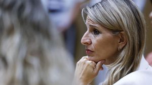 La vicepresidenta segunda y ministra de Trabajo y Economía Social, Yolanda Díaz, este miércoles en un acto.