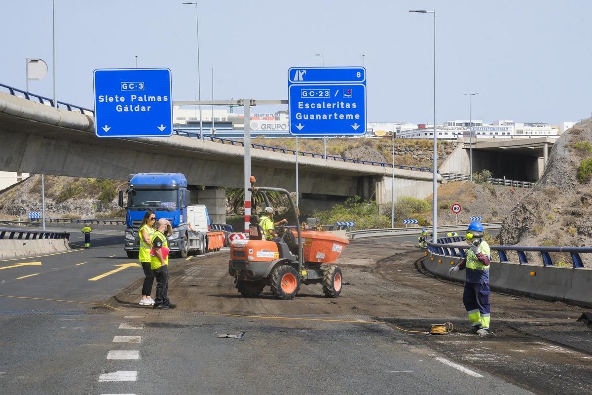 Comienzan las obras en la Circunvalación de Las Palmas de Gran Canaria (GC-3), en el tramo que atraviesa el barranco Guiniguada