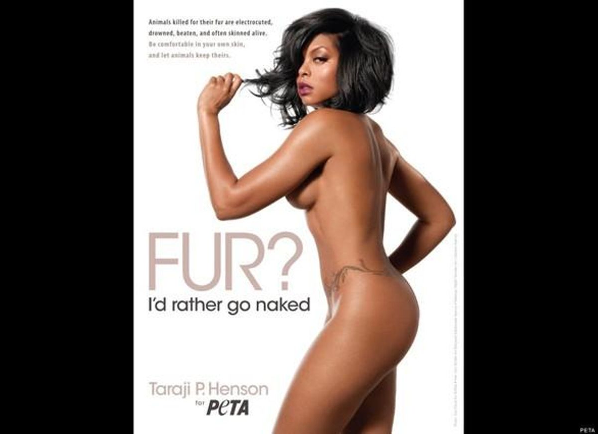 L’actriu i cantant Taraji P. Henson posa per a la campanya ’M’estimo més anar despullat que portar pell,’ de PETA.