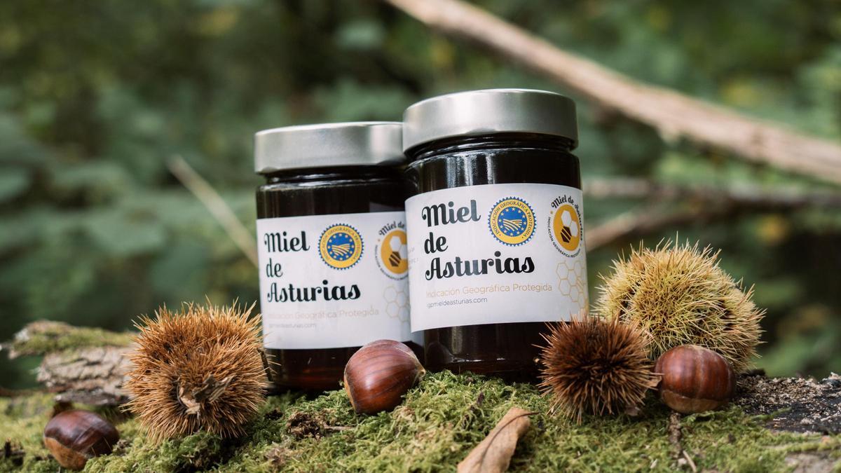 Frascos de miel de Asturias