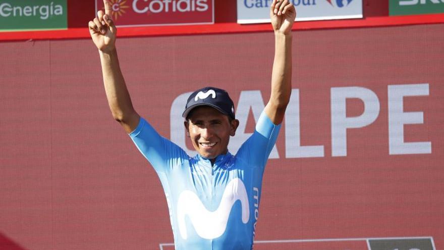 Nairo Quintana en el podio.