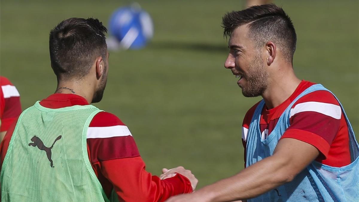 Sergi Enrich y Antonio Luna, durante su etapa en el Eibar