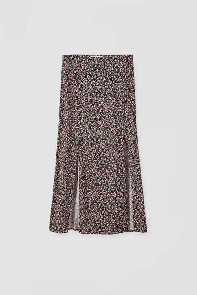 Falda estampada midi, de Pull&Bear
