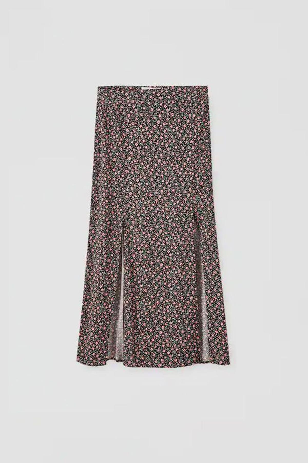 Falda estampada midi, de Pull&Bear