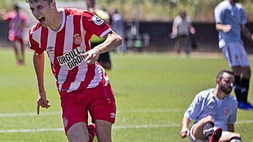 Moment de la celebració de l&#039;empat del Girona C.