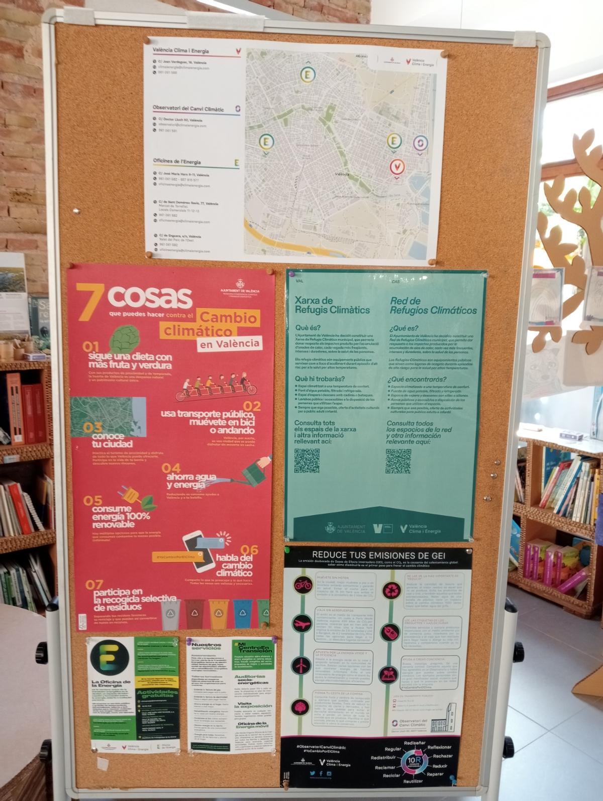 Cartelería de los refugios climáticos.