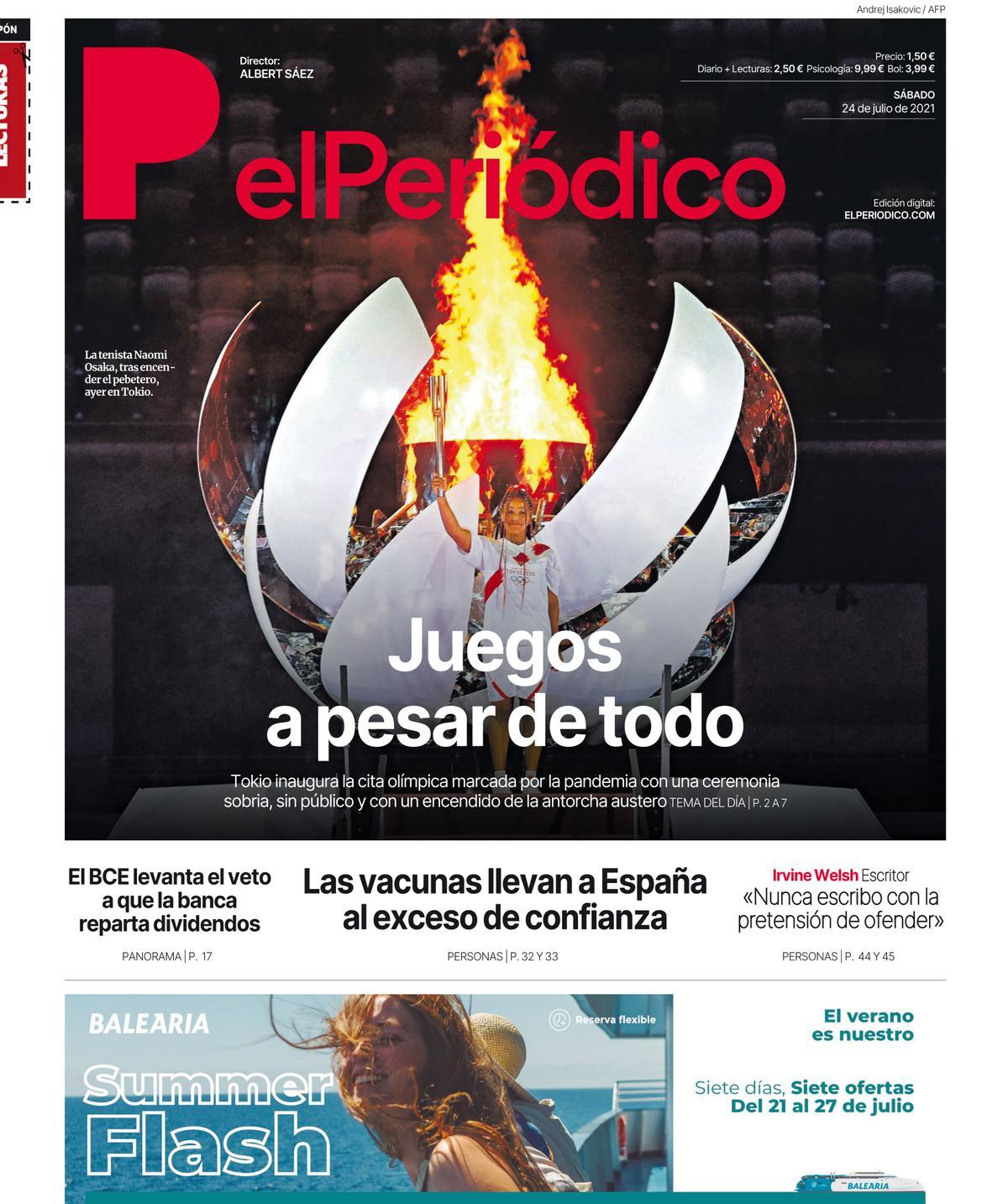 La portada d’EL PERIÓDICO del 24 de juliol del 2021 La portada d’EL PERIÓDICO del 24 de juliol del 2021