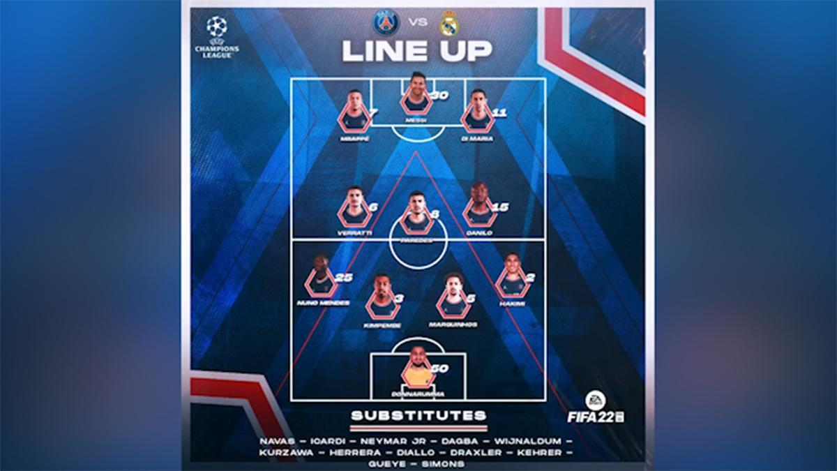 La alineación del PSG contra el Madrid