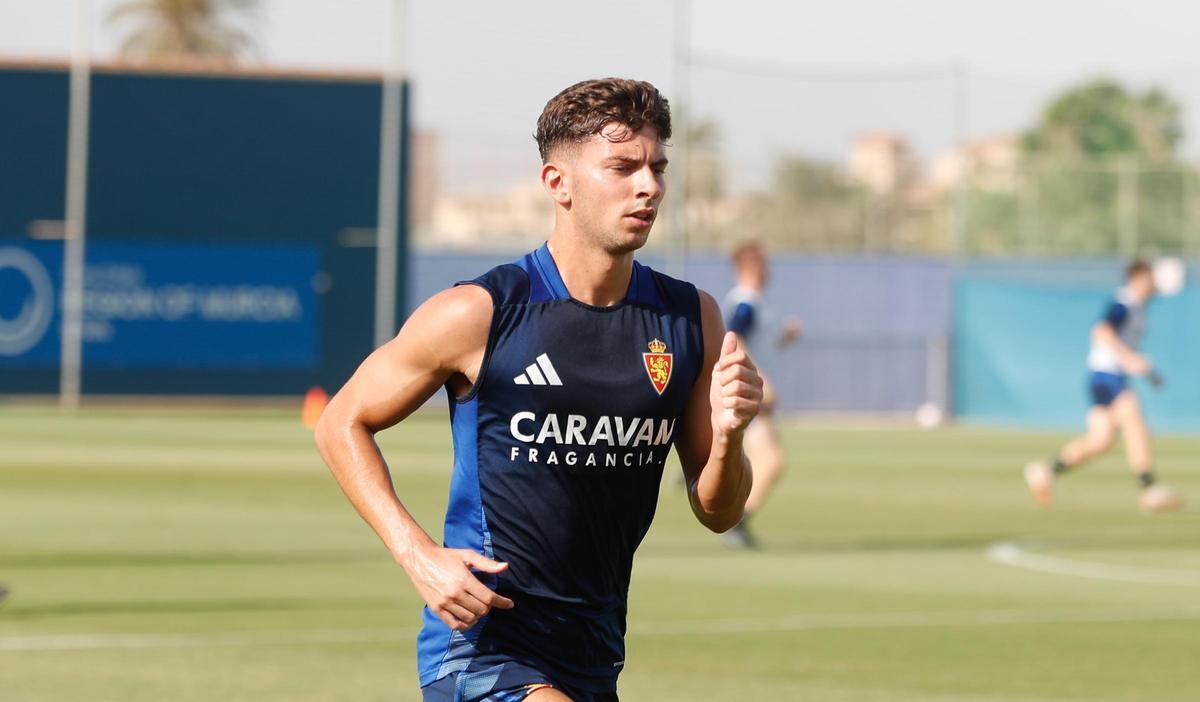 Gori Gracia, en un entrenamiento con el Real Zaragoza.