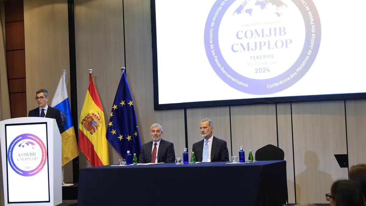 El Rey, durante el encuentro del COMJIB en Tenerife