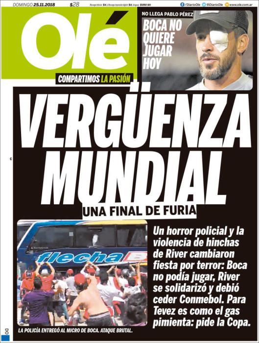 Portada OLÉ 25 noviembre 2018