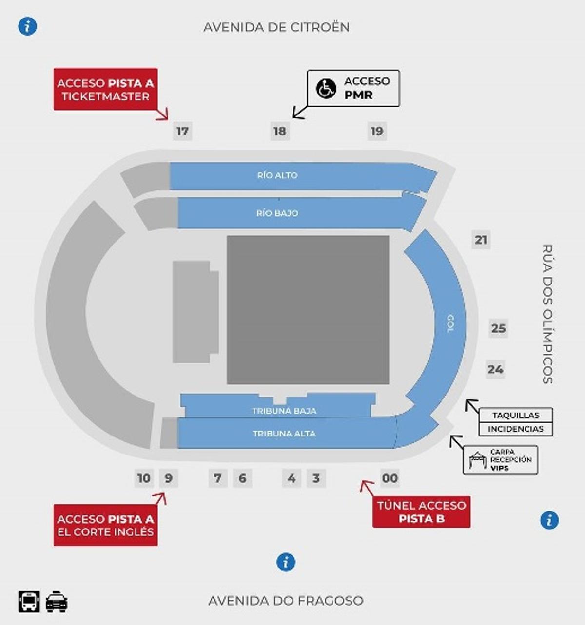 Accesos al concierto de Guns N'Roses en Balaídos.