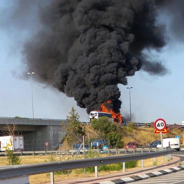 Un autobús queda calcinado en la autovía A7