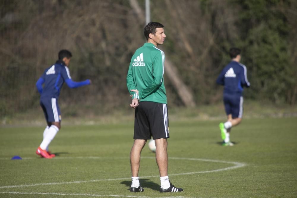 El entrenamiento del Oviedo de esta mañana