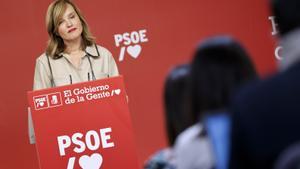 La ministra de Educación, Pilar Alegría, portavoz de la Ejecutiva del PSOE, que ha mantenido este lunes su primera reunión del año.  