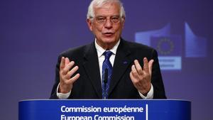 Brussels (Belgium), 08/09/2014.- European High Representative for Foreign Affairs and Security Policy and Vice-President of the European Commission Josep Borrell, holds a virtual news conference on the approval of Operation Irini, at the European Commission in Brussels, Belgium, 31 March 2020. Operation Irini is a new Mediterranean naval and air mission by the European Union to launch in April aiming stop more arms reach warring factions in Libya. (Bélgica, Libia, Bruselas) EFE/EPA/FRANCOIS LENOIR / POOL