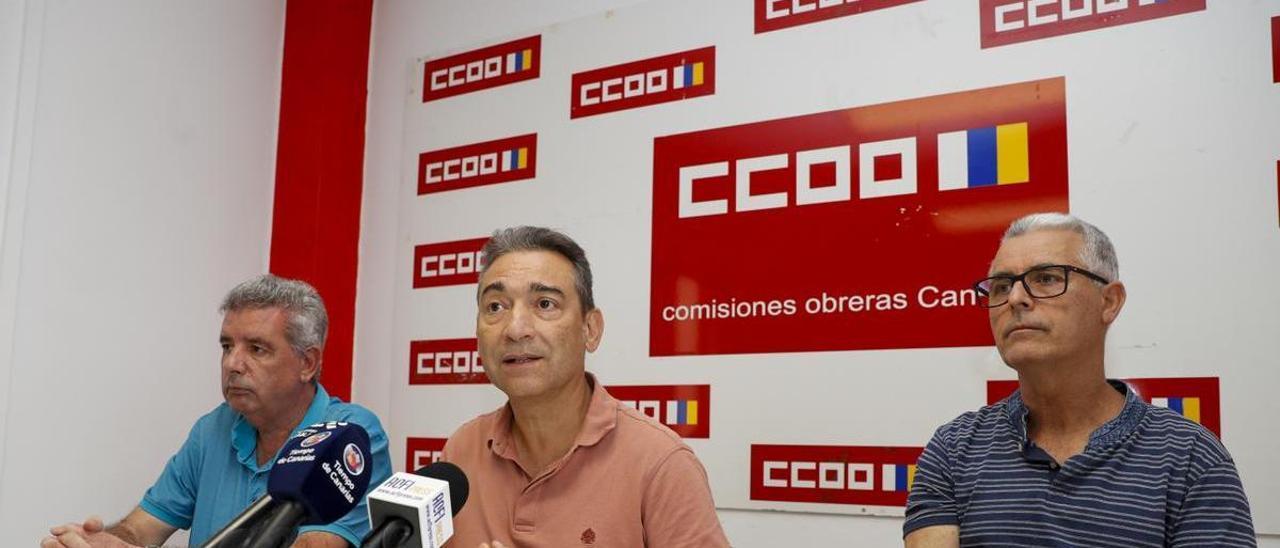 Rueda de prensa de CCOO, UGT e IC sobre el paro patronal del transporte.