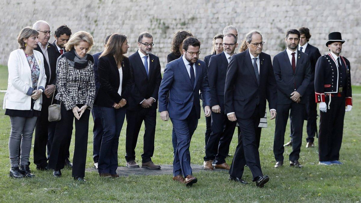 Torra en el homenaje y ofrenda floral a Lluís Companys en Montjuic.