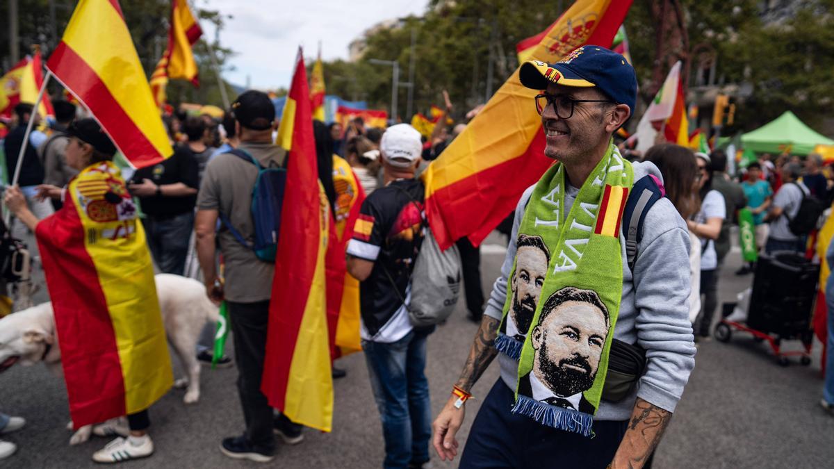 Manifestación por el 12-O, Día de la Hispanidad, en Barcelona