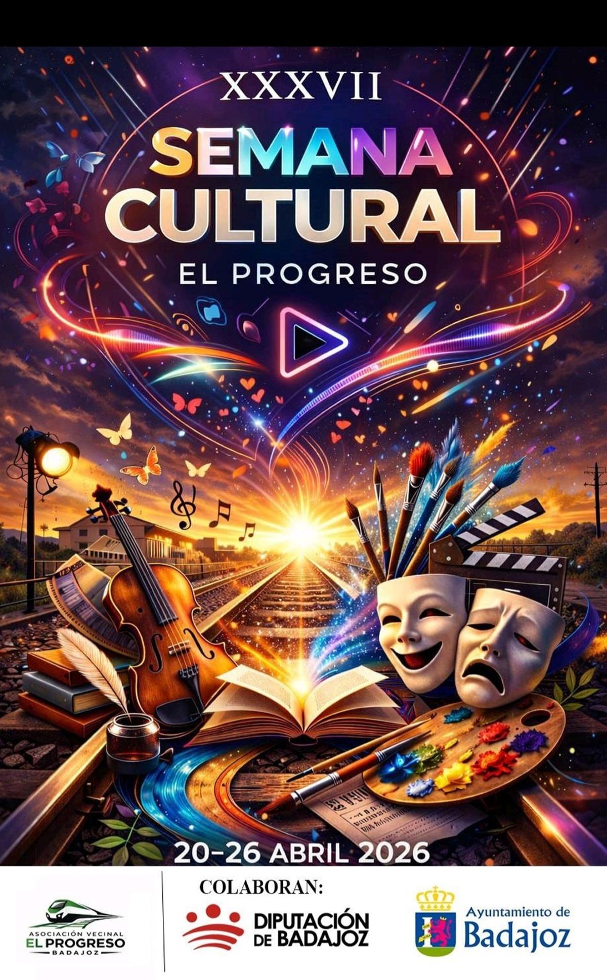 Cartel de la XXXVII Semana Cultural de la barriada El Progreso.