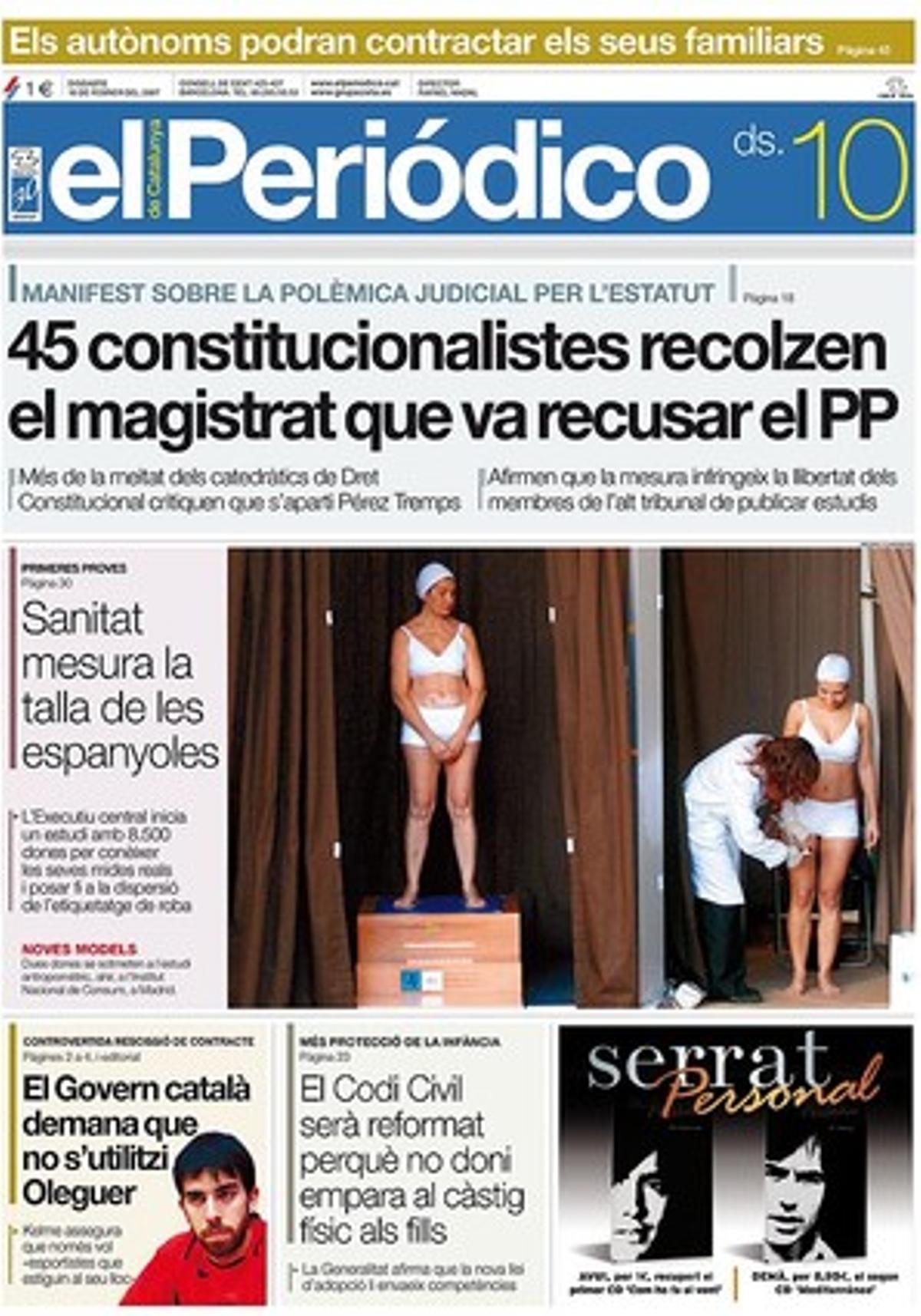 10 de febrer del 2007. Pérez Tremps amb el suport dels constitucionalistes.