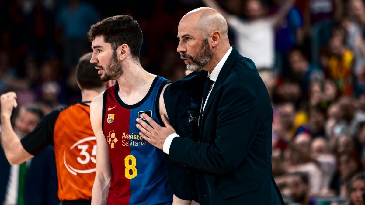 Darío Brizuela y Joan Peñarroya, en un partido del Barça