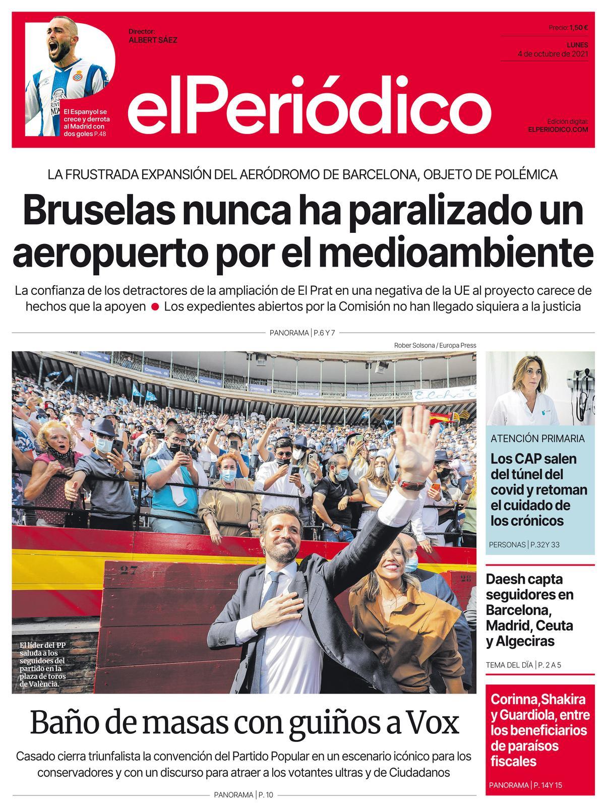 La portada d’EL PERIÓDICO del 4 d’octubre del 2021