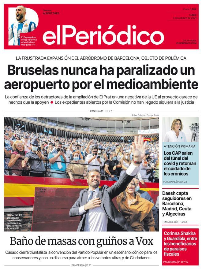 La portada d’EL PERIÓDICO del 4 d’octubre del 2021