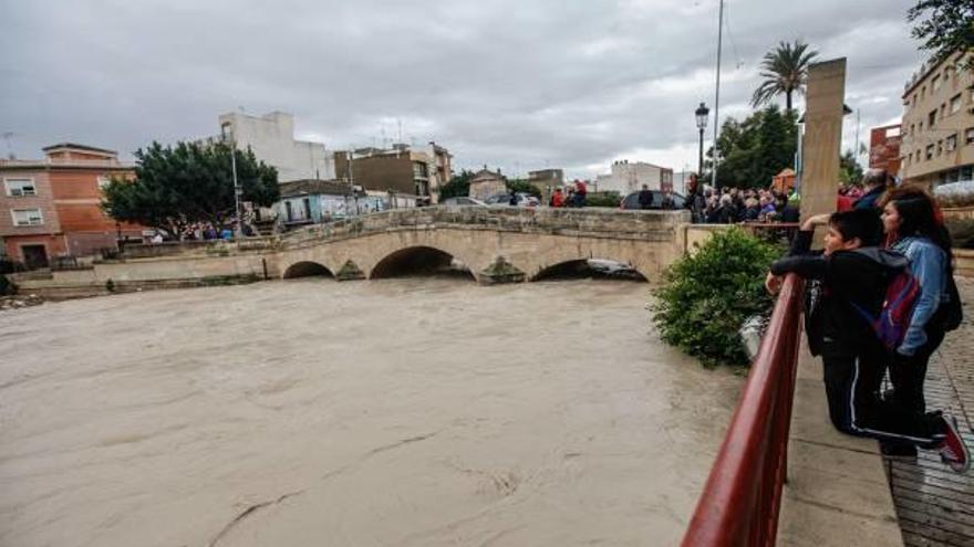 Imagen de la fuerte crecida del río Segura a su paso por el municipio de Rojales y donde se realizará una limpieza de sedimentos.