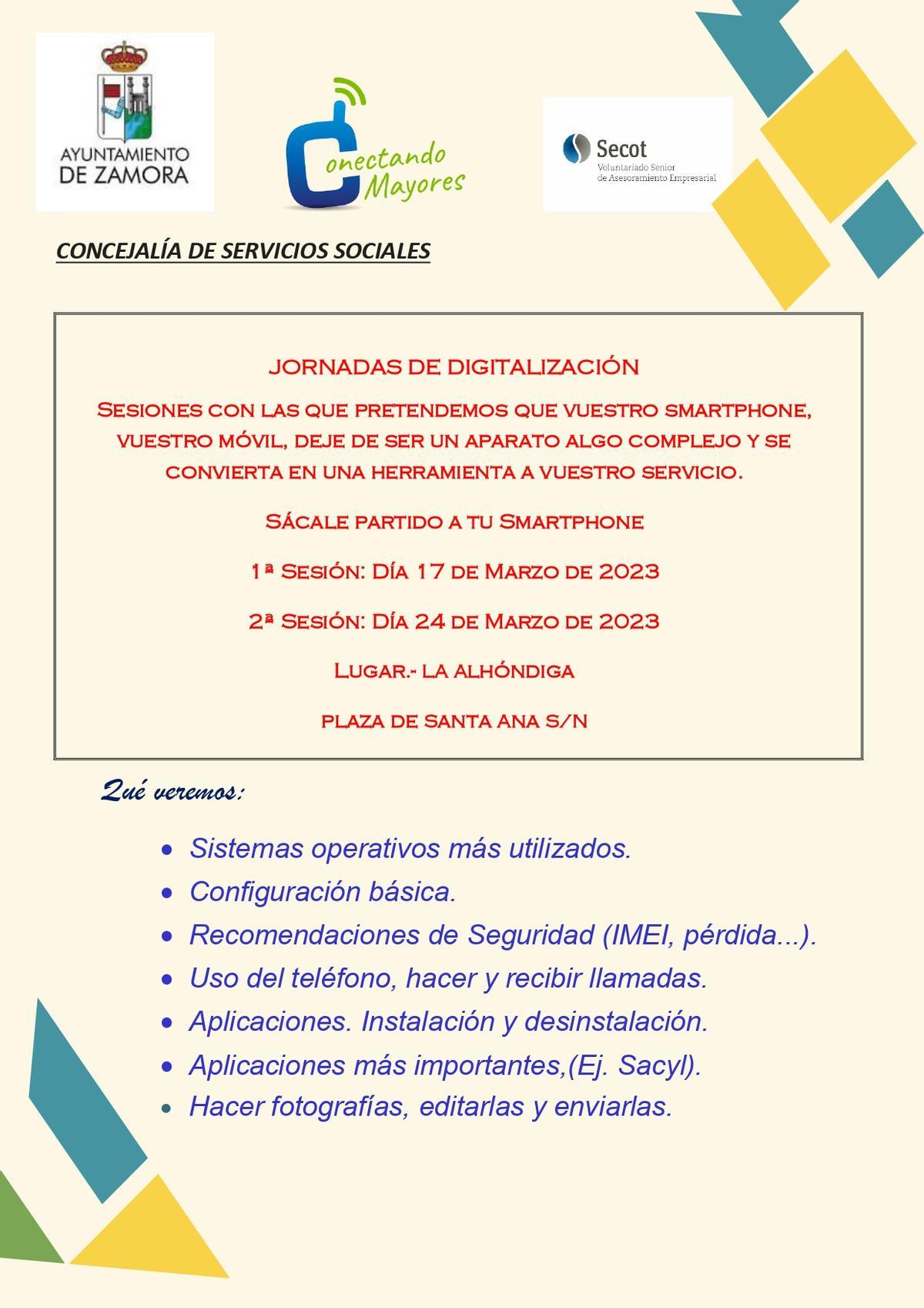 Jornadas de digitalización sobre el uso y manejo del móvil.