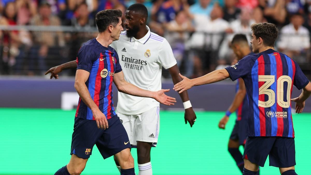 Lewandowski, Gavi y Rüdiger, en el clásico de Las Vegas