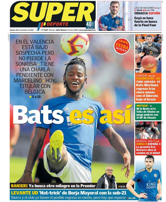 Portada SUPERDEPORTE jueves 15 de noviembre 2018