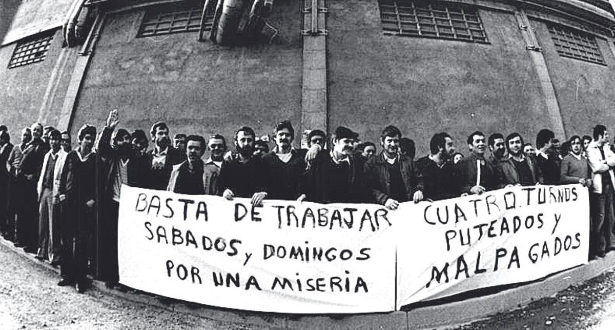 Una de les primeres protestes sindicals de la democràcia a la Torras Hostench.