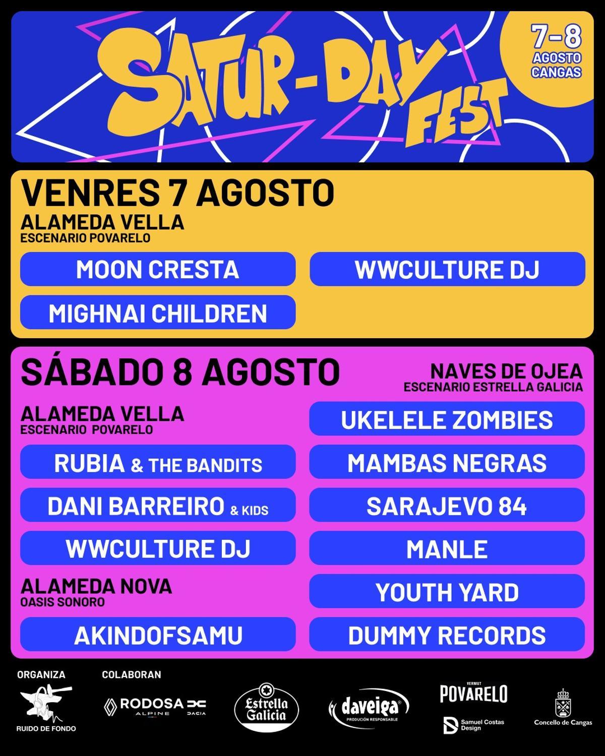 Cartel por días del SaturDay Fest.