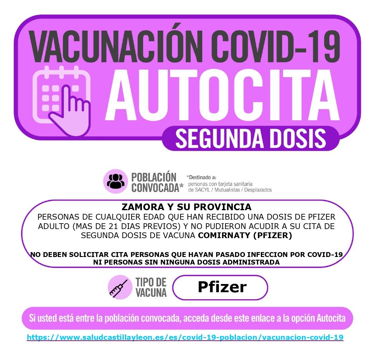 Cartel de vacunación COVID en Zamora.
