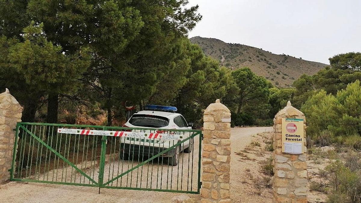 Acceso para vehículos a una de las masas forestales de la Región cortado. | CARM