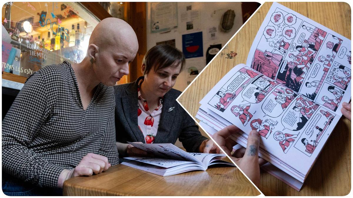 Tereza Drahoňovská y Štěpánka Jislová, guionista e ilustradora del cómic 'Calva', publicado en castellano y catalán por Andana Editorial.