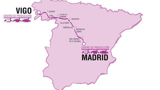 La ruta desde la planta de Balaídos al centro de producción de Madrid
