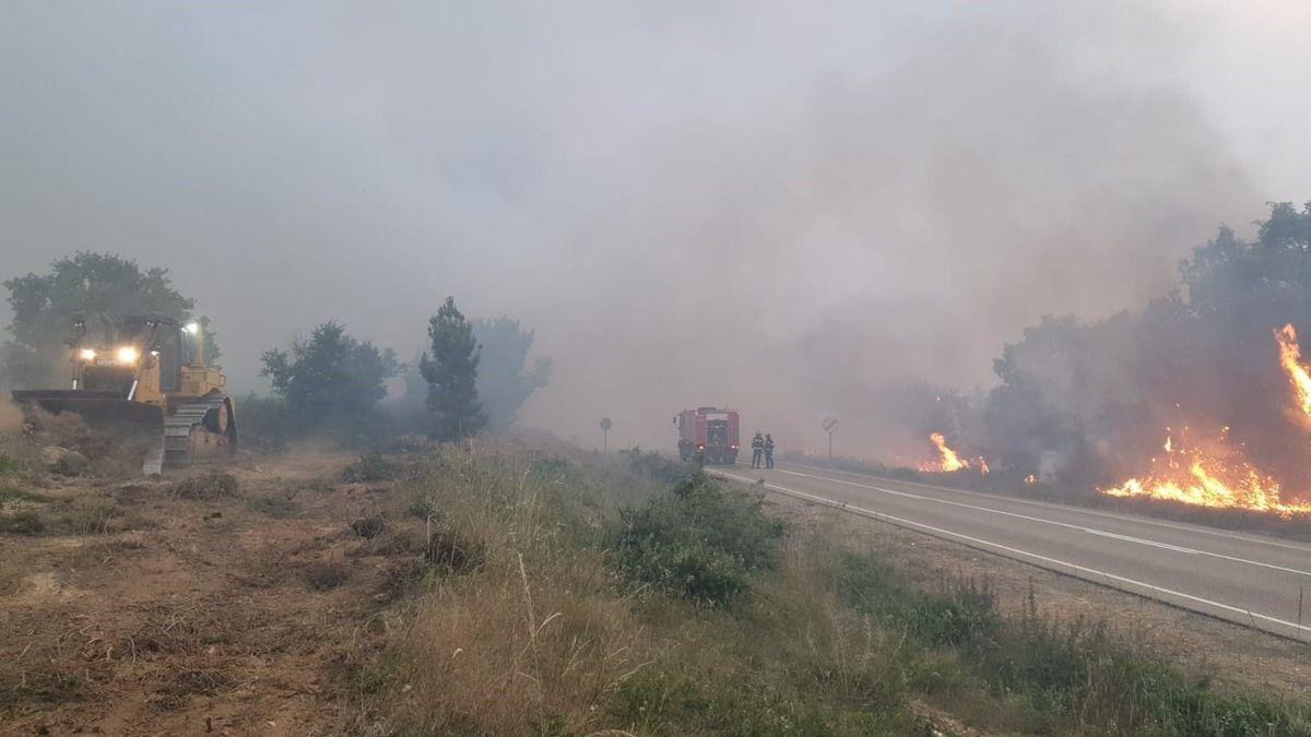 Parte del operativo que trata de estabilizar el incendio en Zamora.