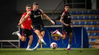 El entreno del Barça este jueves para preparar su debut en LaLiga contra el Valencia