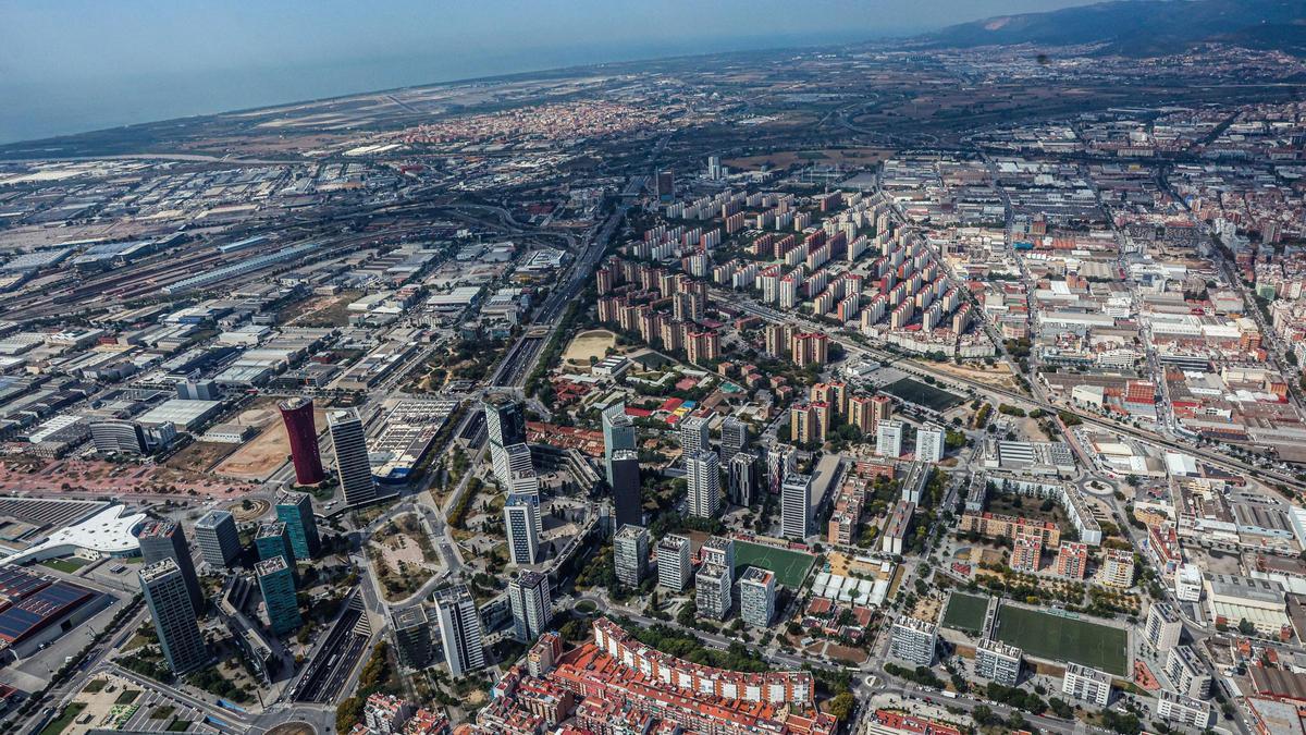 La plaza Europa de L'Hospitalet, desde el aire