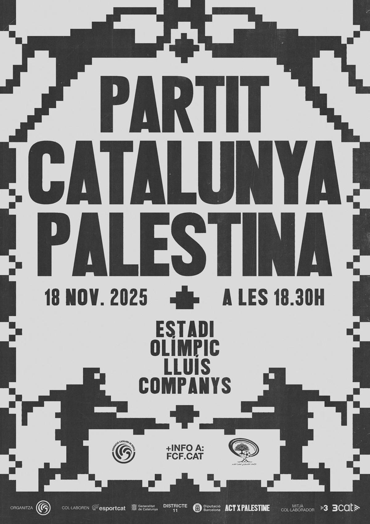 Cartel promocional del partido entre Catalunya y Palestina