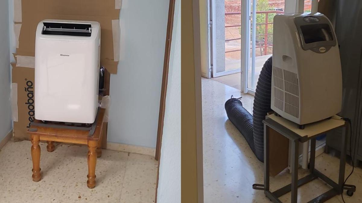 Dos aparatos de aire acondicionado portátil en la sede del SAMU en Dénia.